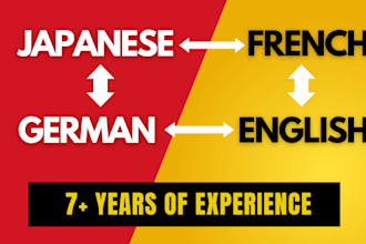 translate japanese, french and german to english and vice versa