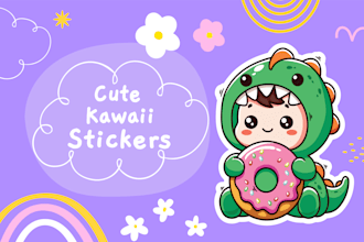 design cute kawaii stickers and doodles illustration