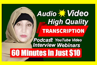 transcribe 60 minutes of english audio or video