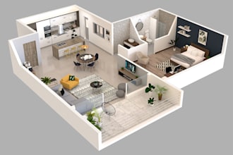 do an amazing 3d floor plan rendering