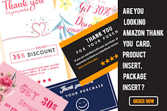 design amazon thank you card, product insert, package insert
