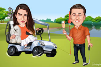 draw digital sports group team cartoon caricature