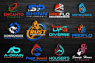 design oil gas plumbing hvac air conditioning heating cleaning home logo