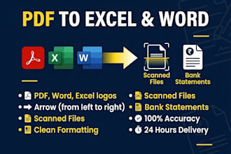 do PDF to excel and financial data entry and other