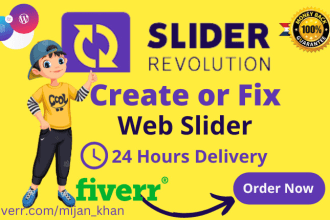 create or fix slider revolution, website slider,  banner design