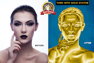 turn yourself into a gold statue and photo edit