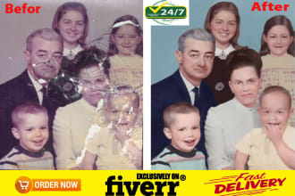 restore, repair, fix damaged photo, restore color, and photo restorations