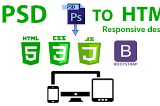convert PSD to html responsive with bootstrap