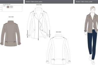 design fashion cad illustration flats technical drawings