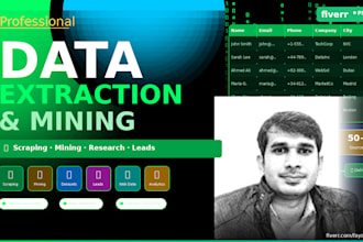 do data extraction, mining, internet research, web scraping