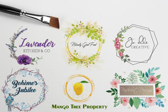 create beautiful watercolor feminine logo