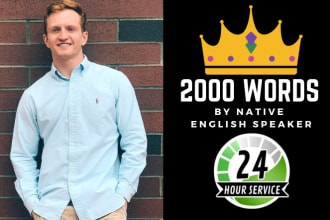 write 2000 words blog articles by native english in 24 hours