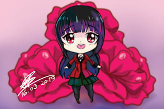 illustrate concept or character in cute anime chibi art