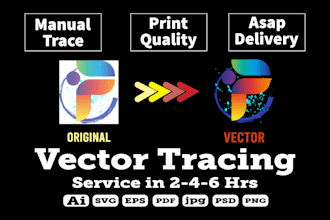 do vector tracing image logo artwork in 2 hours