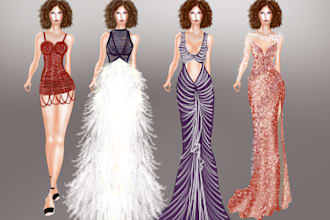 draw fashion collection, illustration or sketch