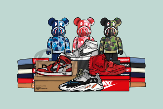 draw sneaker poster and streetwear into vector illustration