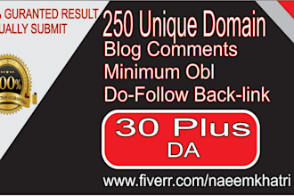 250 unique domain blog comments dofollow backlinks