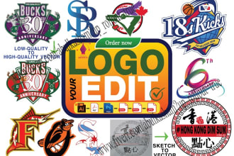 logo edit recolor change font resize  recreate transparently