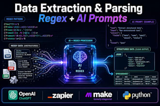 build advanced data parsing scripts using regex and ai prompts