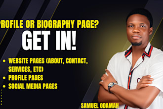 write a very good about page, home page, or profile page