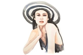 draw a watercolor fashion portrait