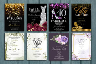design custom weddings, birthday invitation and save the date