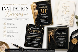 design professional birthday, wedding, and party invitations