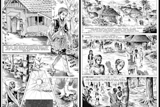 conventional drawn comic book pages of any idea stories
