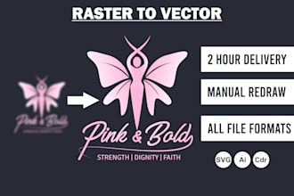carefully vector trace any logo or image manually in 2hrs