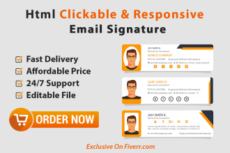 do HTML, clickable, editable, mobile friendly email signature