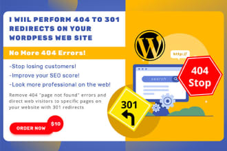 fix 404 to 301 redirect on your wordpress website