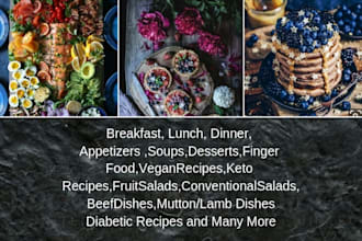 ghostwrite your cookbooks,diet plan and nutrition recipes