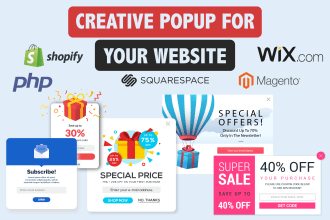 create a wonderful popup for your shopify, wix, squarespace website