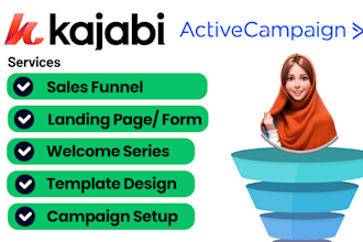 set up kajabi, activecampaign automation, form, landing page