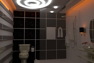 3d interior for bathroom and realistic rendering