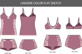 design flat sketches for lingerie, swimwear or pajamas