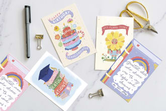 illustrate creative greeting card or postcard design