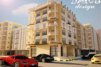 make architectural front view by 3d max