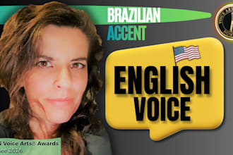perform the best  english voiceover with a brazilian accent