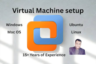 install vmware app and set up virtual machine for windows, macos, linux, ubuntu