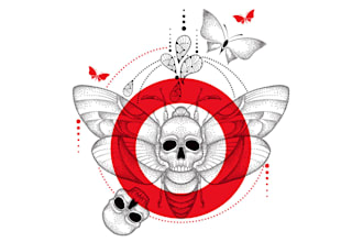drawn design in dotwork or pointillism style