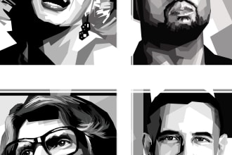 recreate your photo into authentic black and white modern digital painting