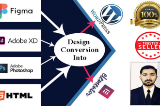 convert figma, psd, xd design to wordpress using elementor