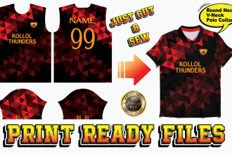 layout your jersey design into cut sew pattern for sublimation print