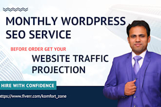 do monthly wordpress SEO service expert for shopify wix squarespace