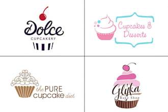 design bakery, sweet, cake, cupcake and professional logo