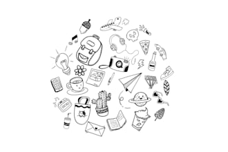 create doodle and line art illustration drawing vector