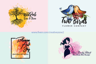 design modern watercolor feminine logo
