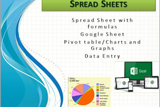 prepare excel spread sheet using formulas, tables, chart, and graph