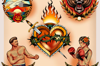 create an old school tattoo design